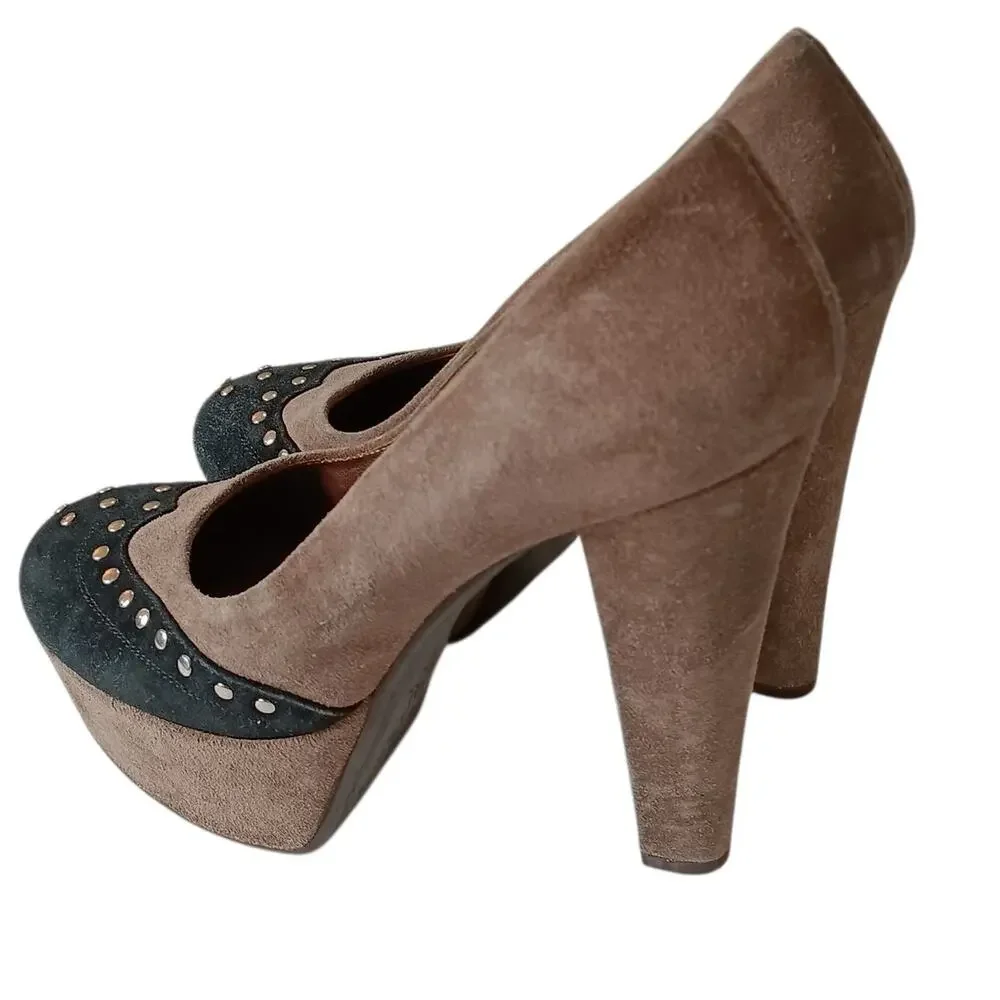 Retro Y2K Marni Platform Studded Suede High Heels 38 Punk Avant‎ Garde Coquette